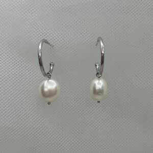 Pendientes aros de plata con perlas naturales