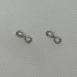 Pendientes infinito de plata rodiada con circonitas