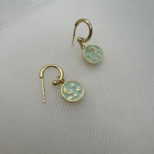 Pendientes plata chapados en oro amarillo aritos con colgantes de esmalte