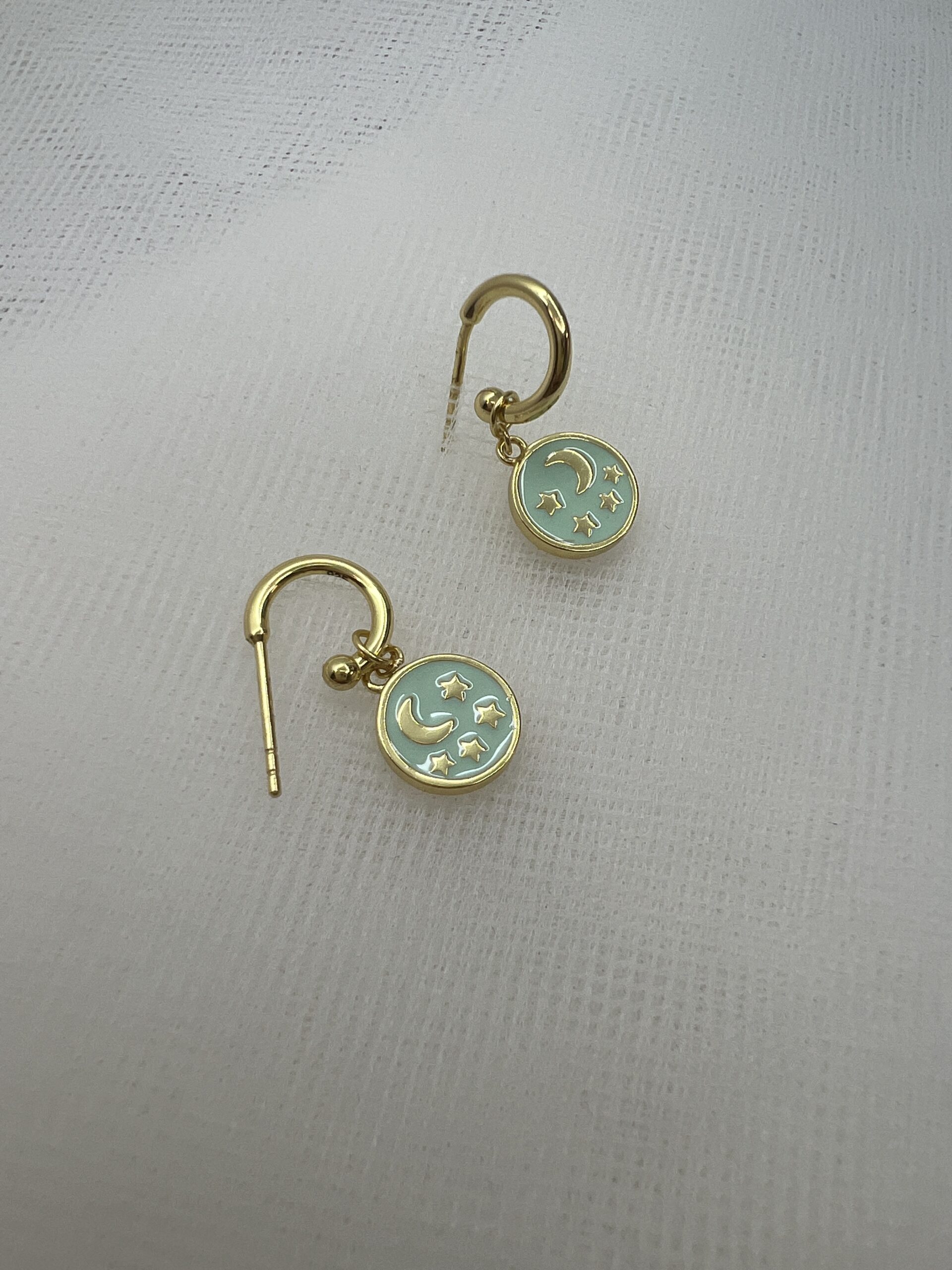 Pendientes plata chapados en oro amarillo aritos con colgantes de esmalte