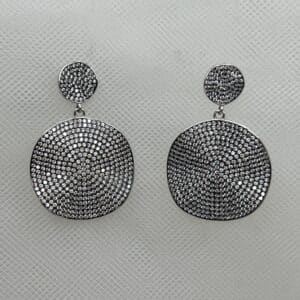 Pendientes de plata rodiada en oro blanco circulos con pave de circonitas