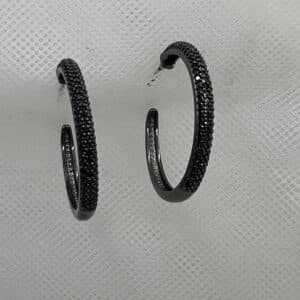 Pendientes de aro con circonitas negras chapados