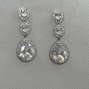 Pendientes de plata rodiados en oro blanco con circonitas