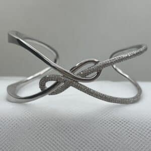 Esclava de plata rodiada con circonitas