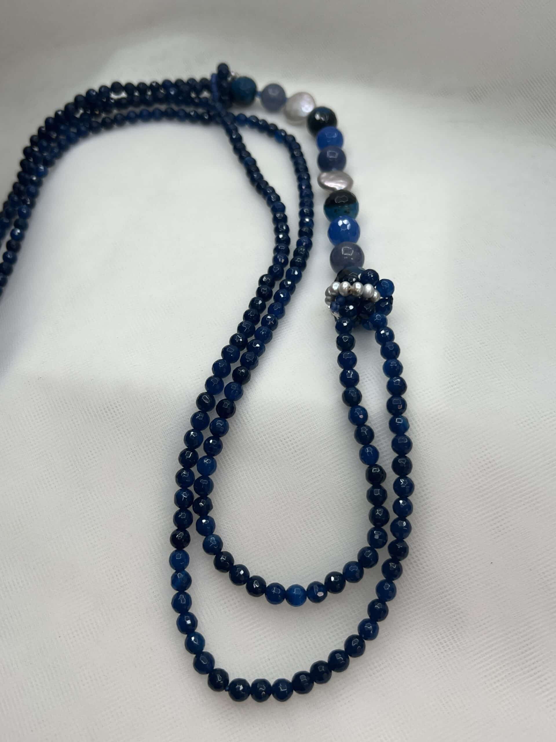 Collar de ágatas y perlas naturales