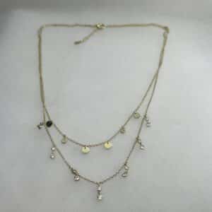 Collar de plata chapado en oro amarillo con colgantes y circonitas