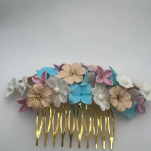 Tocado de flores de porcelana multicolor