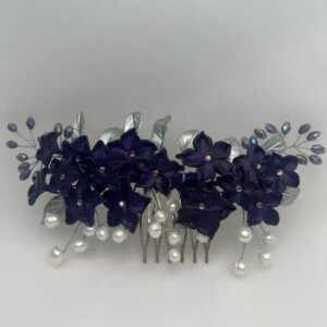 Tocado de porcelana con perlas y cuentas de cristal