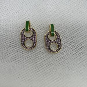 Pendientes de plata chapada con circonitas y esmalte