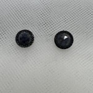 Pendientes rodiados en negro zafiro y circonita negra