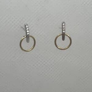 Pendientes de oro amarillo y blanco con circonitas.