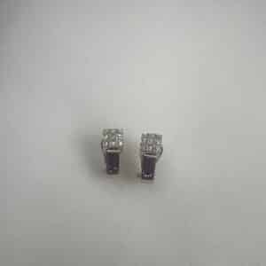 Pendientes tu y yo de oro blanco con circonitas y amatistas