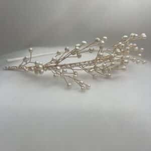 Diadema de ramilletes de perlas naturales
