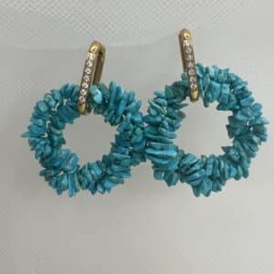 Pendientes de acero chapado en oro amarillo y turquesa natural.