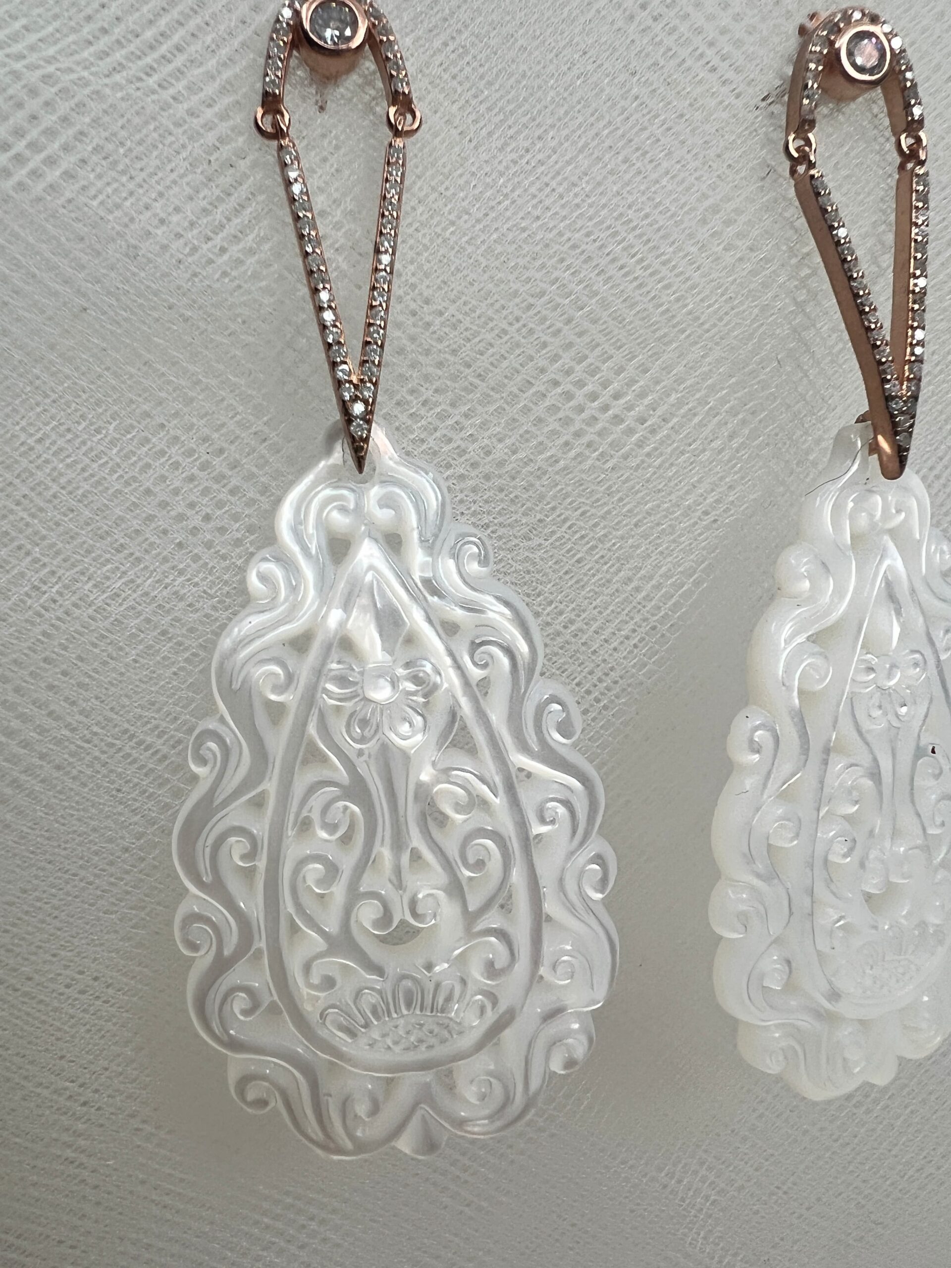 pendientes de plata con colgante de nacar