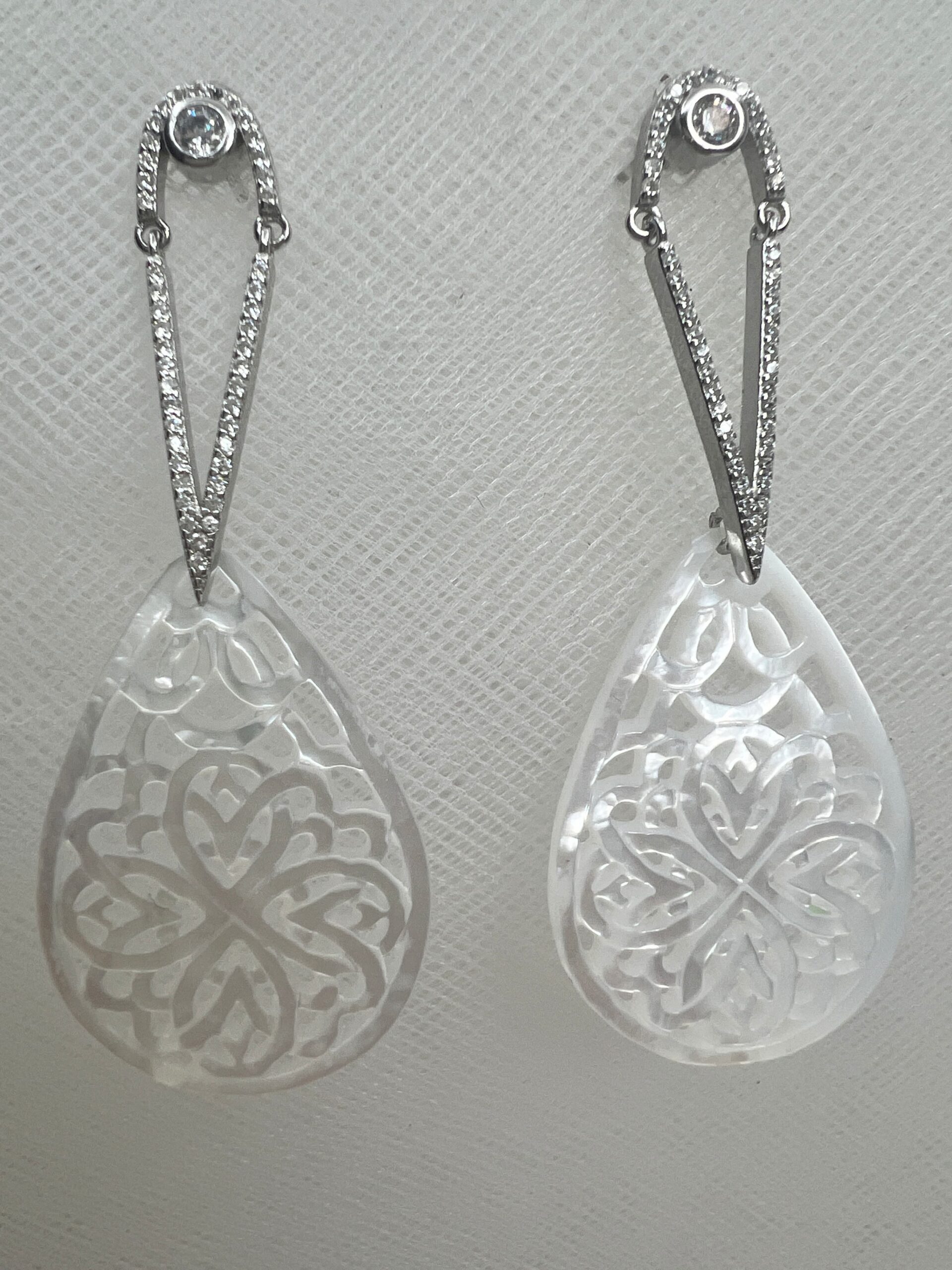 pendientes de plata con colgante de nacar